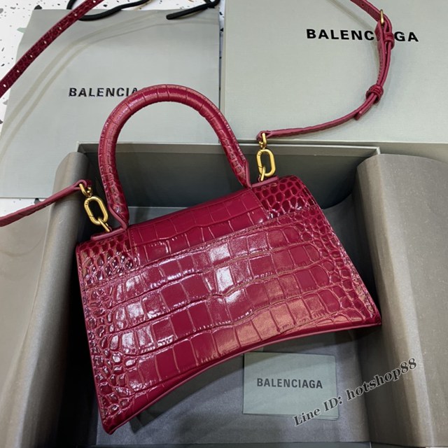 Balenciaga專櫃新款小號手提肩背女包原單沙漏包 巴黎世家櫻桃紅色沙漏包 fyj1426